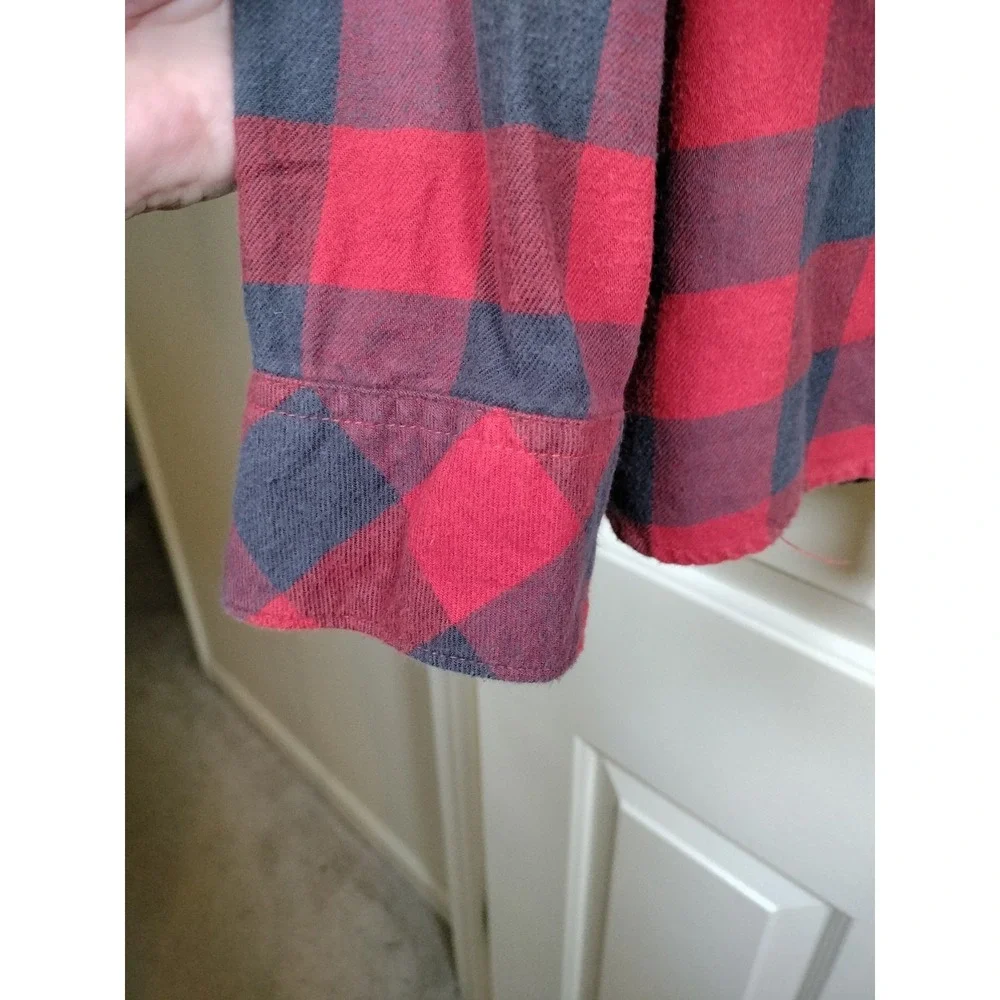 The North Face Flannel Shirt Mens Large Red Black Buffalo Check Long Sleeve
